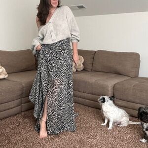 Black and white maxi wrap dress